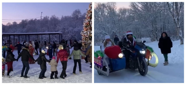 Североморцев с Рождеством поздравил Мото-Дед Мороз 
